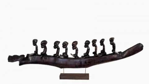 Tribal Art Auction 2016 - LOT 116: Nine Warriors in a 'Dragon Boat'