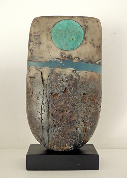 The Art of Firing 2015 - Bow: Raku with blue wave and disc