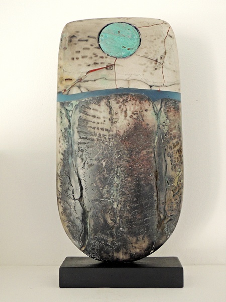 The Art of Firing 2015 - Bow: Raku with blue wave and disc