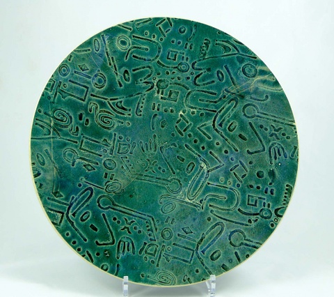 Contemporary Ceramics 2019 - Green Hieroglyph Plate No. 296