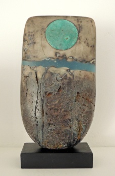 The Art of Firing 2015 - Bow: Raku with blue wave and disc