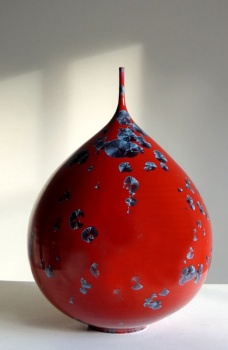 Contemporary Studio Ceramics 2017 - Large Red & Blue Crystalline Vase