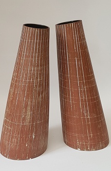 Contemporary Ceramics 2019 - Terracotta Leaning Forms (Pair)