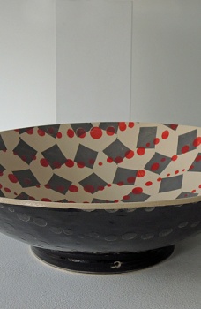 Contemporary Ceramics 2019 - 2019: Grey Squares/Red Dots Bowl No. 349