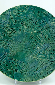 Contemporary Ceramics 2019 - Green Hieroglyph Plate No. 296