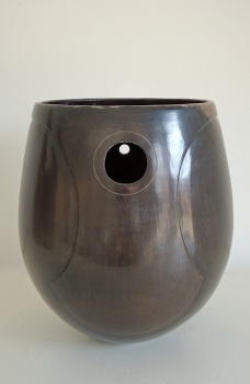 Contemporary Studio Ceramics 2022 - Dark Smoke Fired Pierced Vase